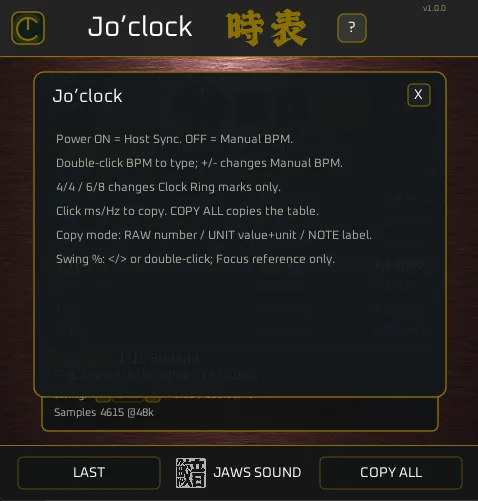 Jo’clock — Guide